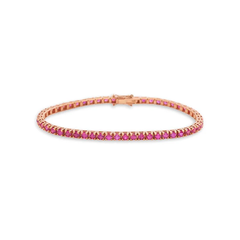 Ruby Tennis Bracelet (5.50 ct.) 4-Prongs Setting 18K Gold, Made in Italy