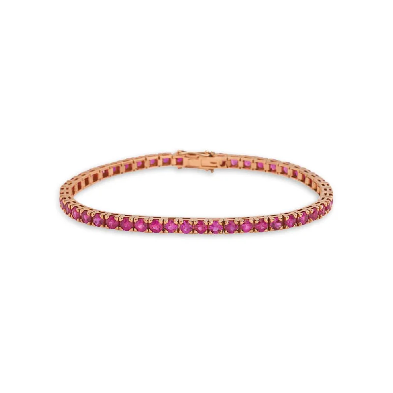 Ruby Tennis Bracelet (7.50 ct.) 4-Prongs Setting in 18K Gold, Made in Italy