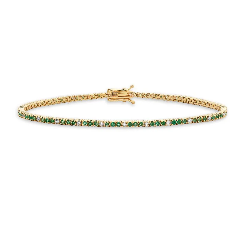 Alternate Diamond & Emerald Tennis Bracelet (1.50 ct.) 4-Prongs Setting in 14K Gold