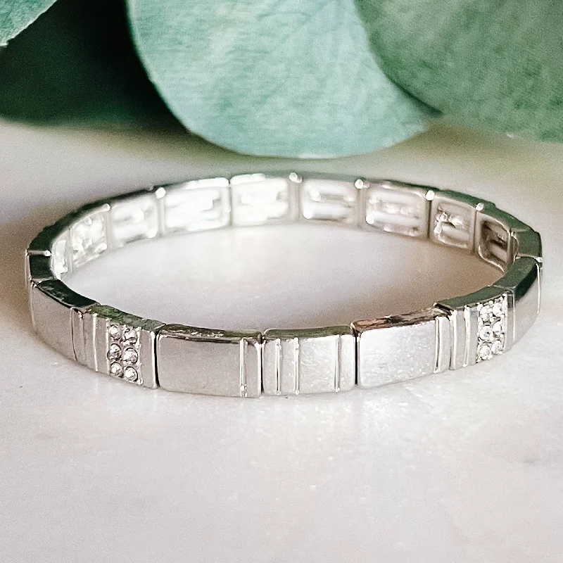 Silver Pave Chunky Tile Bracelet