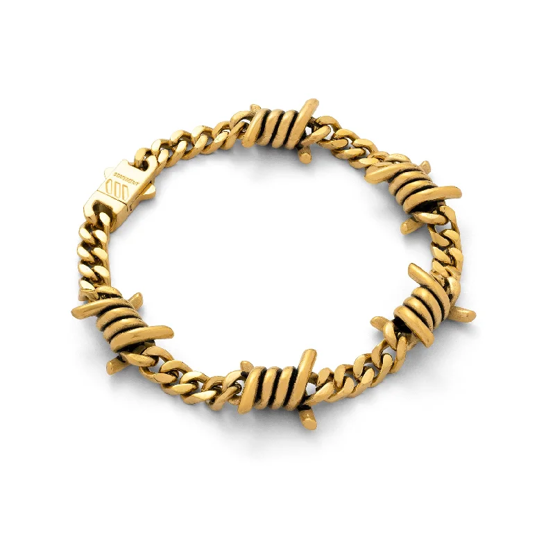 6mm Barbed Wire Cuban Bracelet (Gold)