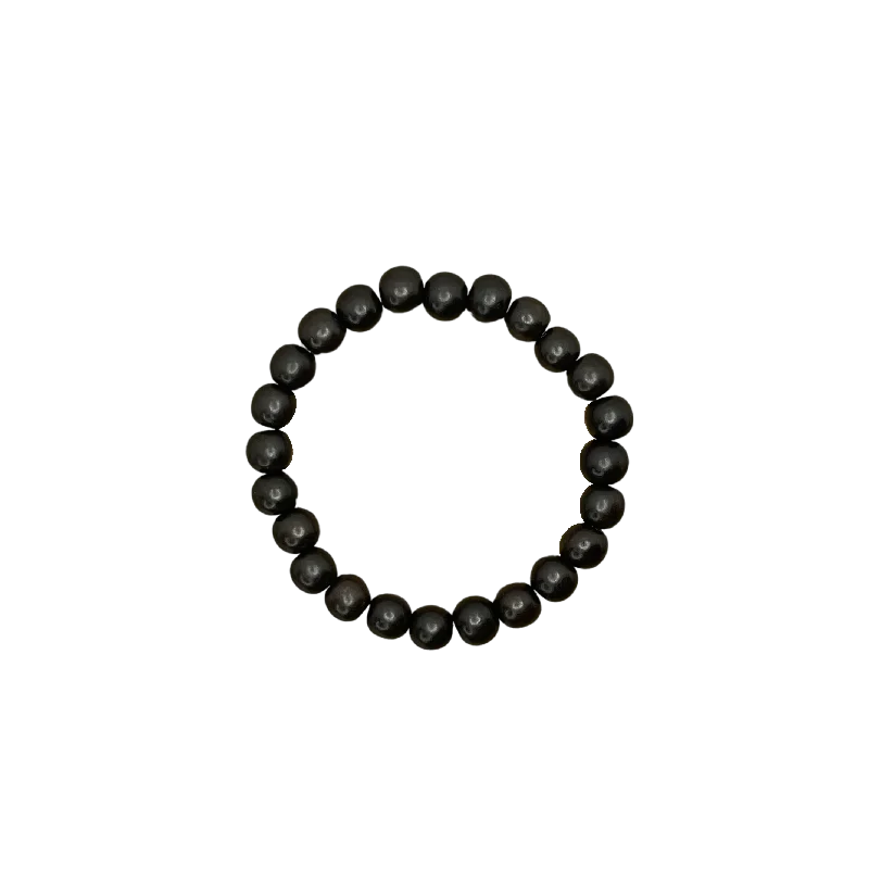 Black Ebony Wood Round 8mm Bracelet