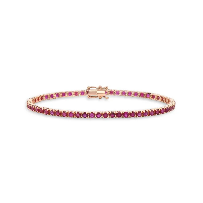 Ruby Tennis Bracelet (9.04 ct.) 3.00mm 4-Prongs Setting in 18K Gold