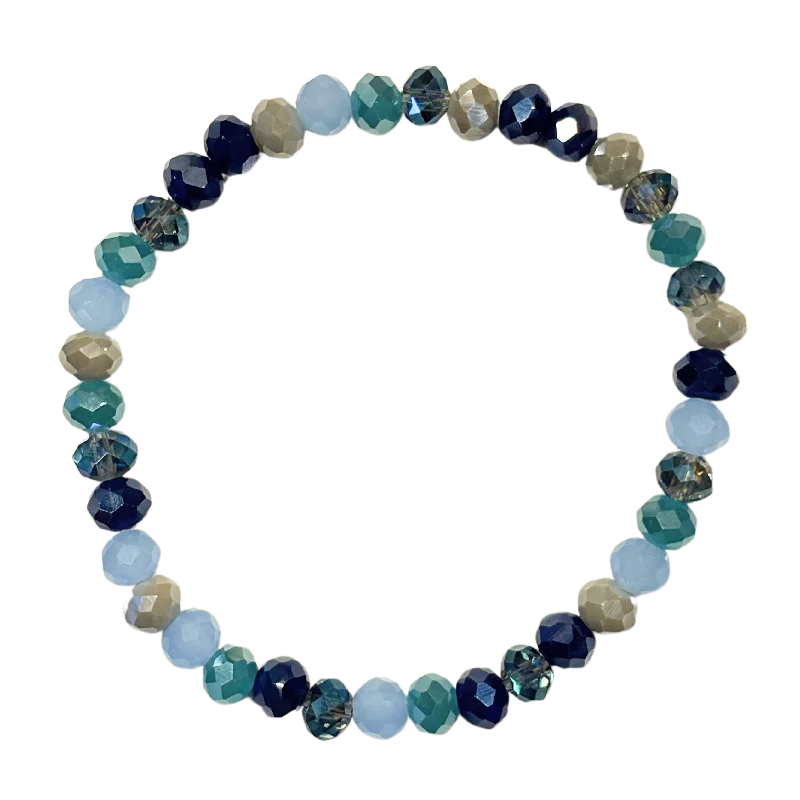 Denim Blues Mix Faceted Rondelle 6mm Bracelet