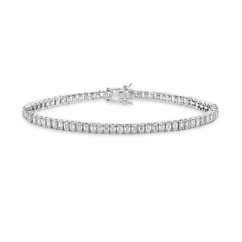 Emerald Cut Diamond Tennis Bracelet (5.80 ct.) 1.7mm 4-Prongs Setting in 14K Gold