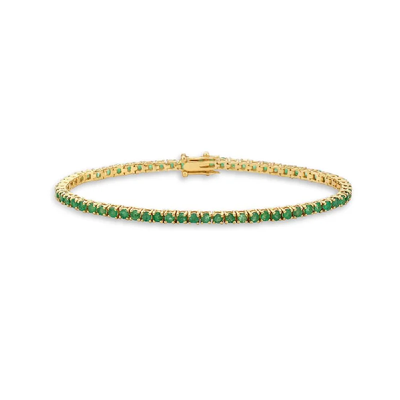 Emerald Tennis Bracelet (5.35 ct.) 3.00 mm 4-Prongs Setting in 14K Gold