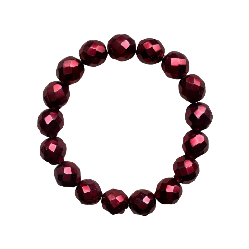 Damson Metallic Faceted 10mm Bracelet