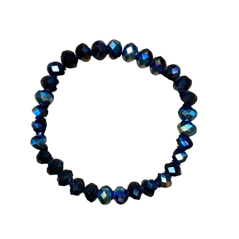 Iridescent Black #20 Faceted Rondelle 8mm Bracelet