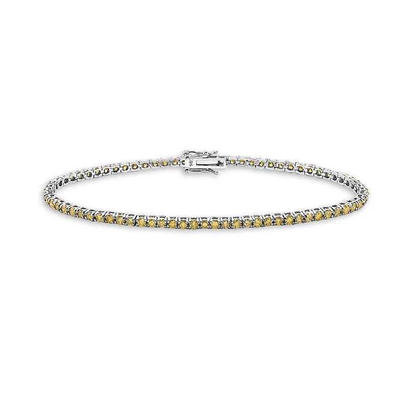 Fancy Yellow Diamonds Tennis Bracelet (2.80 ct.) 2 mm 4-Prongs Setting in 14K Gold