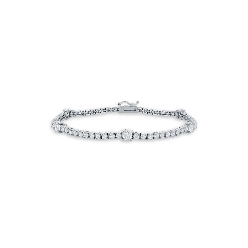 Alternate Round Diamond Tennis Bracelet (3.75 ct.) 4-Prongs Setting in 18K Gold