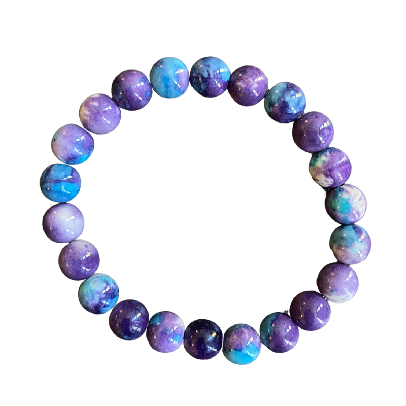 Purple Blue Spotted Rain Stone 8mm Bracelet