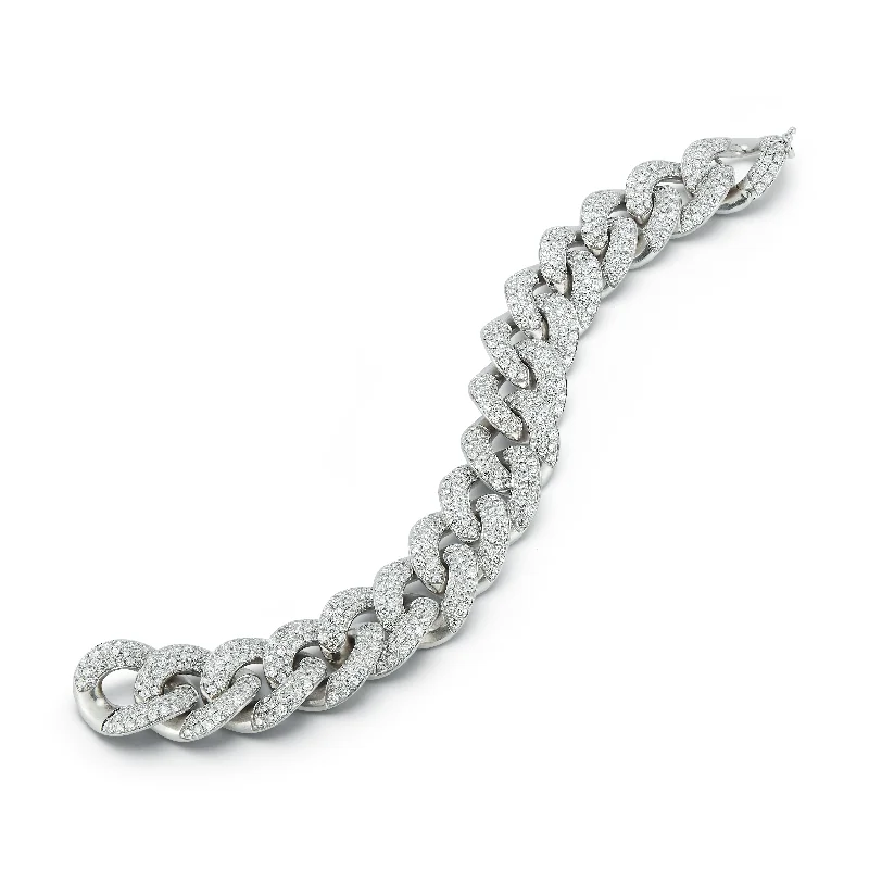 SAXON 18K WHITE GOLD AND ALL DIAMOND JUMBO CURB LINK BRACELET