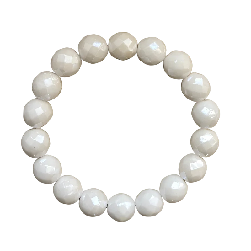 Snow White Czech 10mm Bracelet