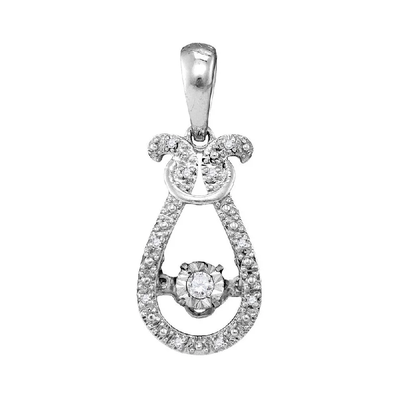 10kt White Gold Womens Round Diamond Moving Twinkle Fashion Pendant 1/20 Cttw