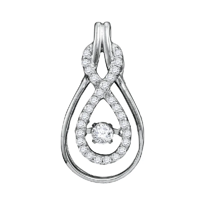 10kt White Gold Womens Round Diamond Moving Twinkle Fashion Pendant 1/5 Cttw