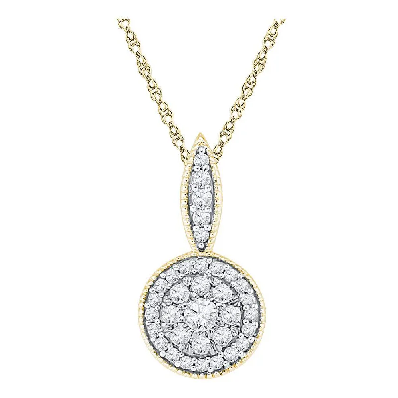 10kt Yellow Gold Womens Round Diamond Cluster Pendant 1/3 Cttw