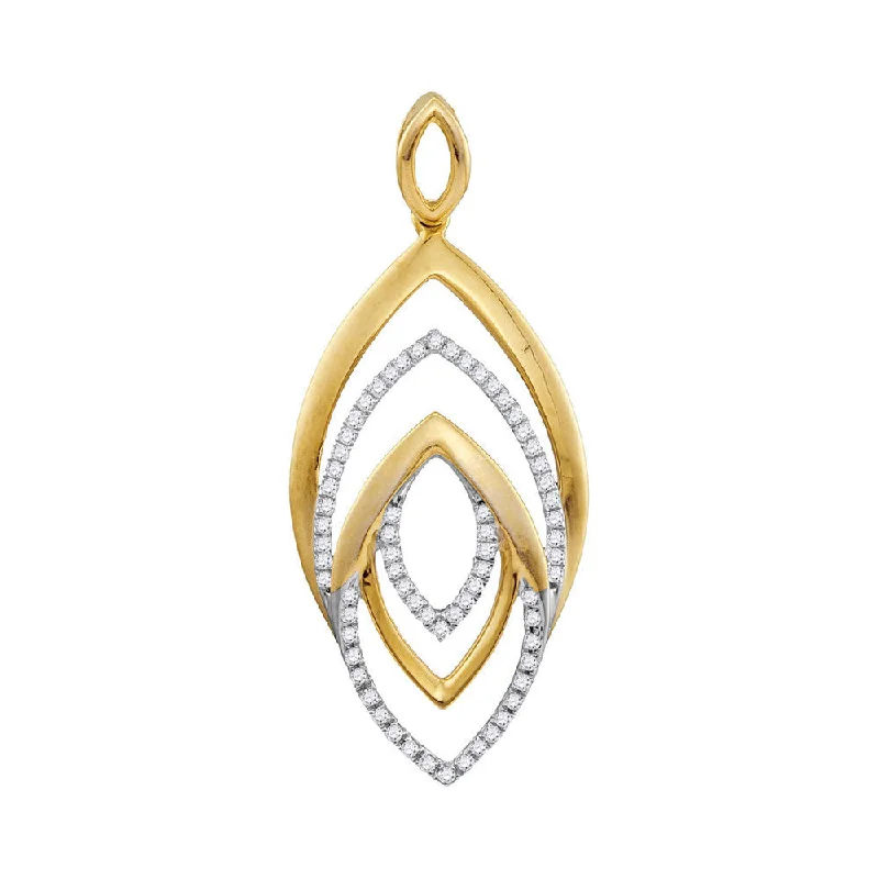 10kt Yellow Gold Womens Round Diamond Geometric Oval Pendant 1/5 Cttw