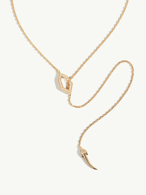 Amanti Hexagon Pendant Lariat Necklace With Pavé-Set Brilliant Diamonds In 18K Yellow Gold