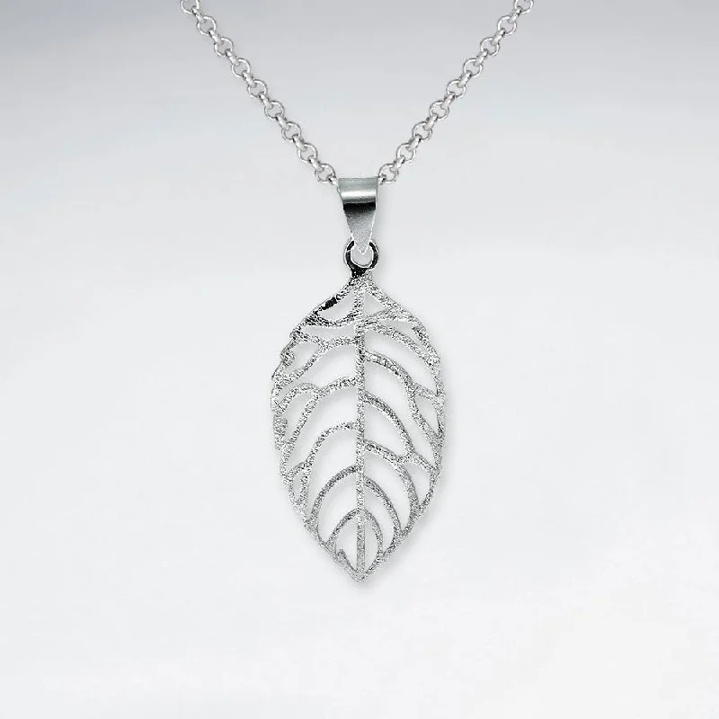 Matte Leaf Pendant - Sterling Silver