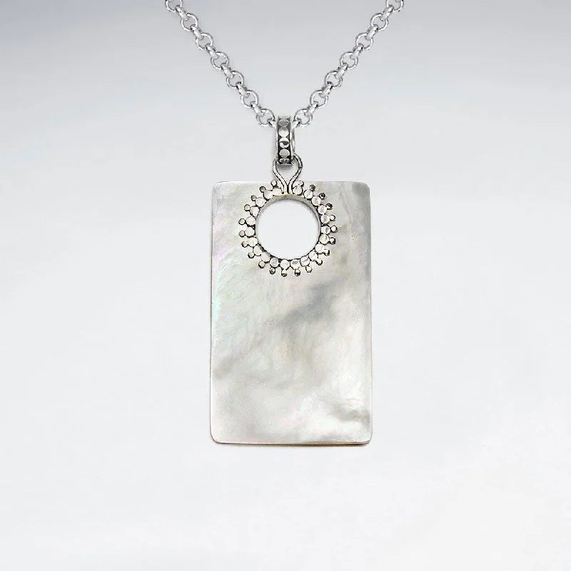 Rectangle Mother Of Pearl Pendant - Sterling Silver