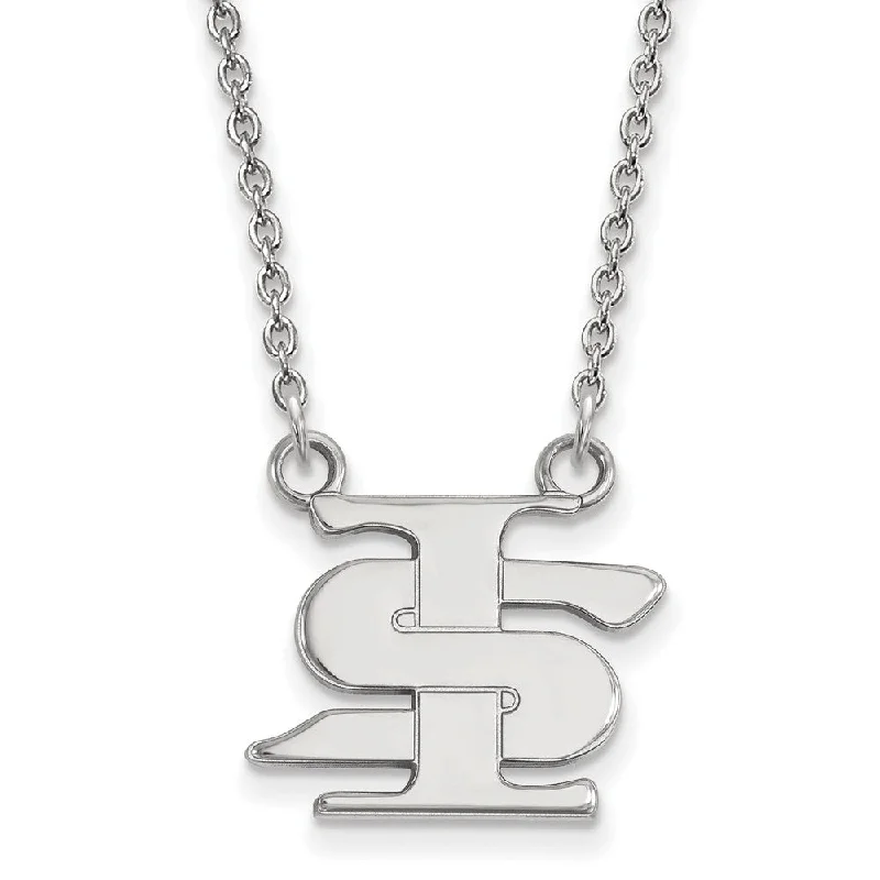 10k White Gold Indiana State Small Pendant Necklace