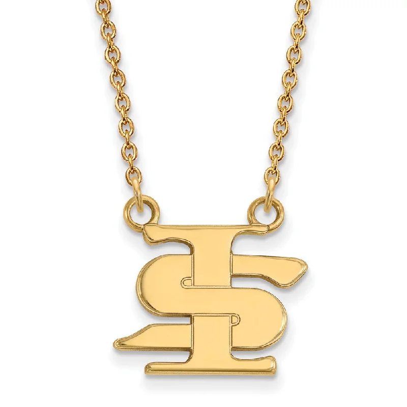 10k Yellow Gold Indiana State Small Pendant Necklace