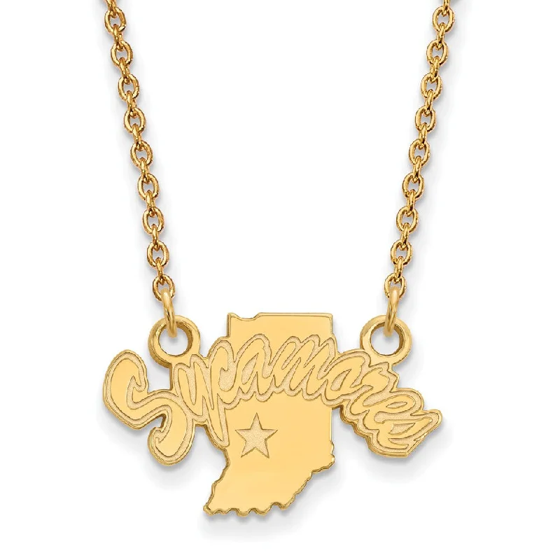 10k Yellow Gold Indiana State Small Sycamores Pendant Necklace