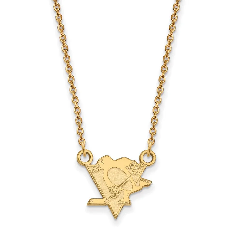 10k Yellow Gold NHL Pittsburgh Penguins Small Necklace, 18 Inch