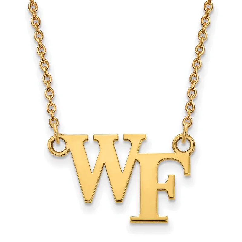 10k Yellow Gold Wake Forest U Small 'WF' Pendant Necklace