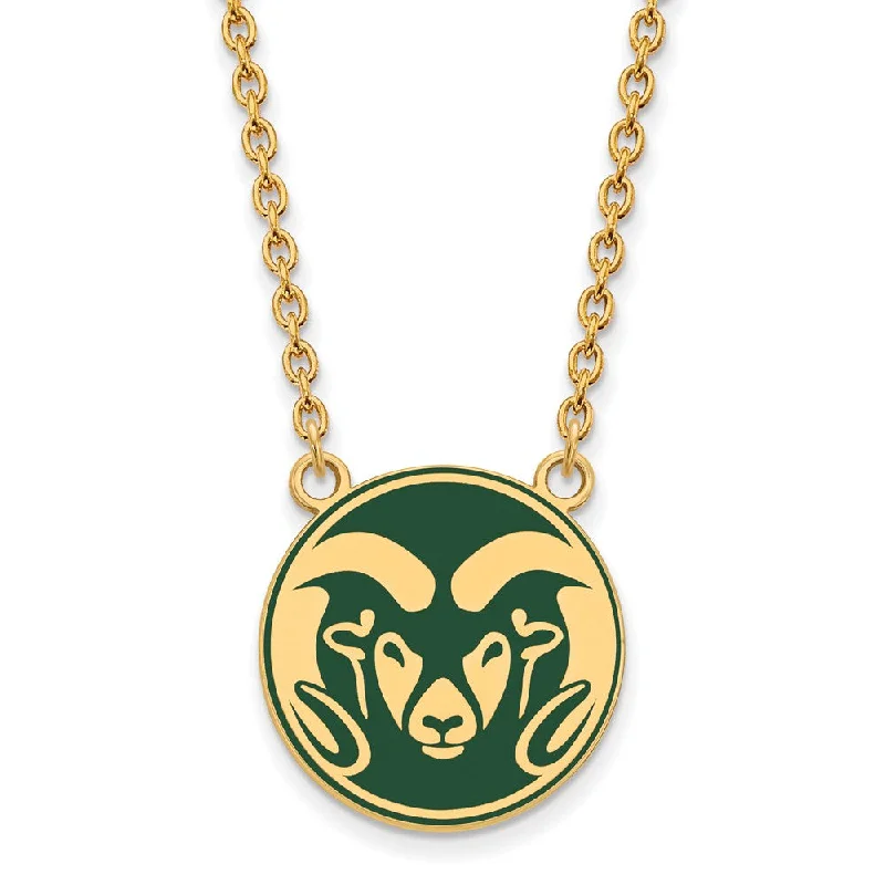 14k Gold Plated Silver Colorado State Enamel Lg. Pendant Necklace