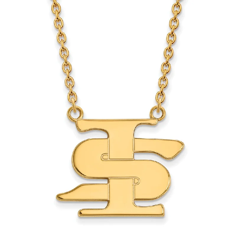 14k Gold Plated Silver Indiana State Large Pendant Necklace