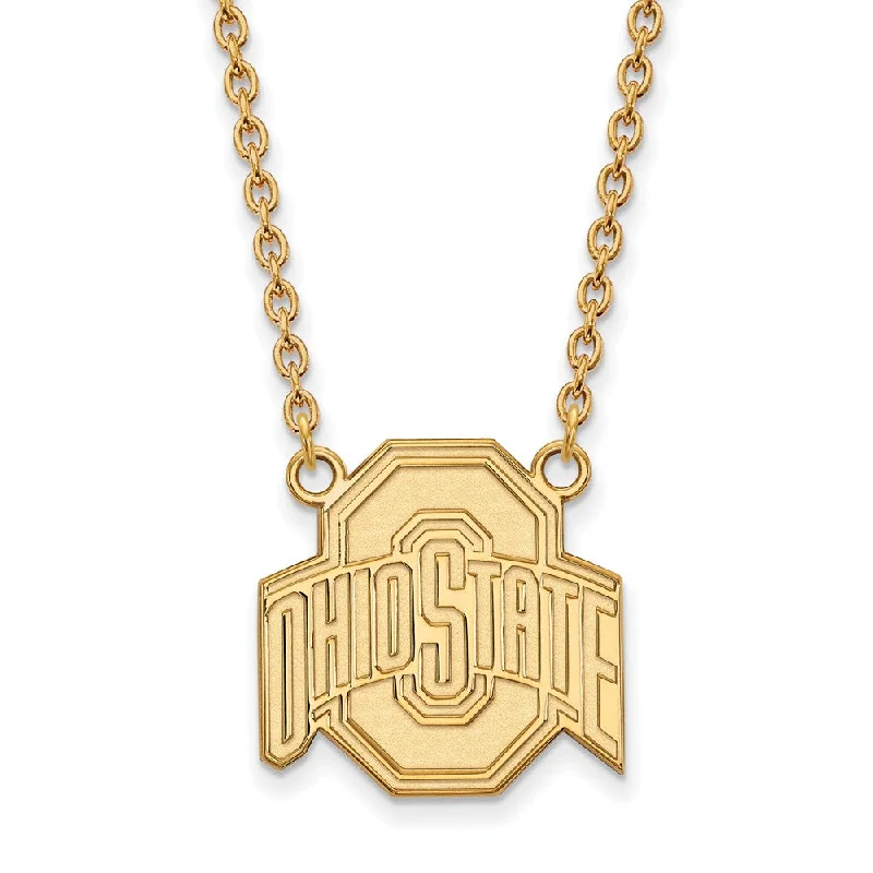 14k Gold Plated Silver Ohio State Logo Pendant Necklace