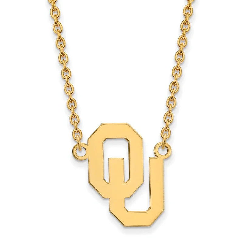 14k Gold Plated Silver Oklahoma OU Large Pendant Necklace