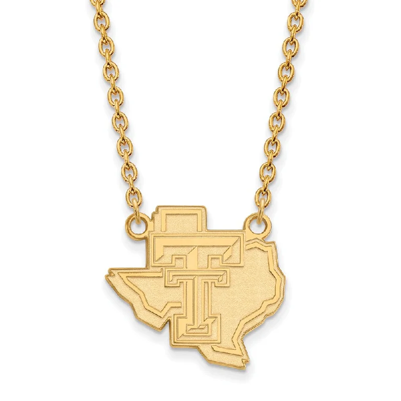 14k Gold Plated Silver Texas Tech U Large Pendant Necklace