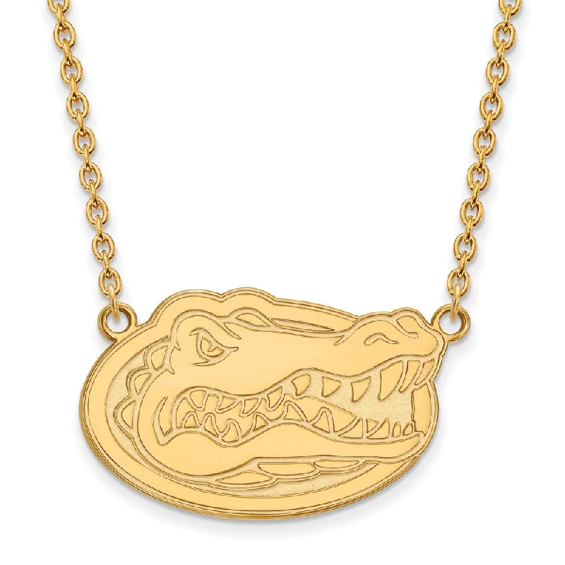 14k Gold Plated Silver U of Florida Large Gator Pendant Necklace