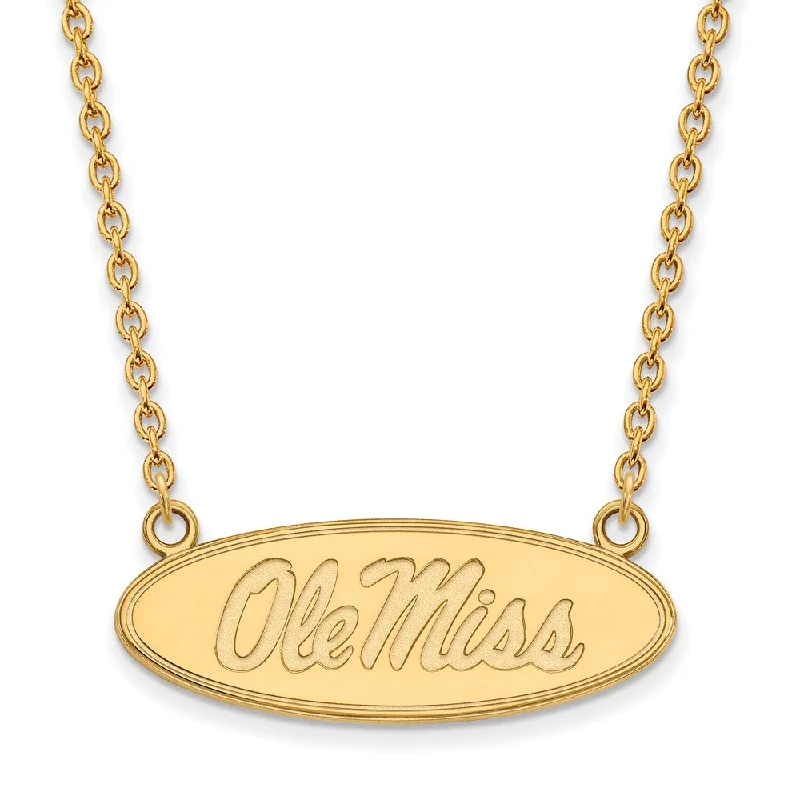 14k Gold Plated Silver U of Mississippi Ole Miss Disc Necklace