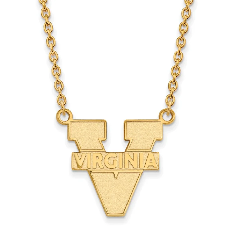 14k Gold Plated Silver U of Virginia Large 'V' Logo Pendant Necklace