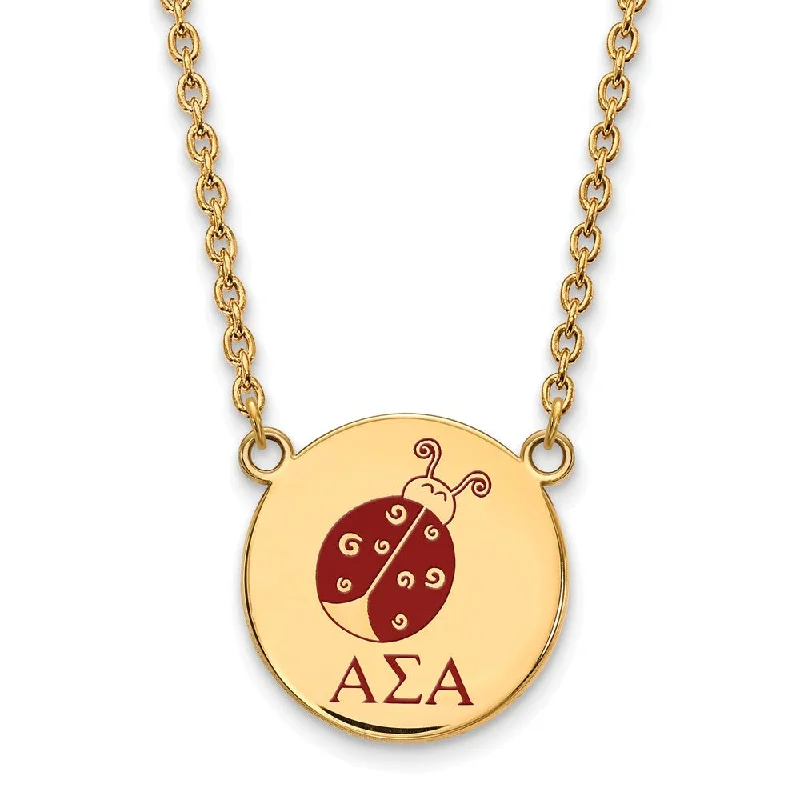 14K Plated Silver Alpha Sigma Alpha Large Mascot Enamel Necklace