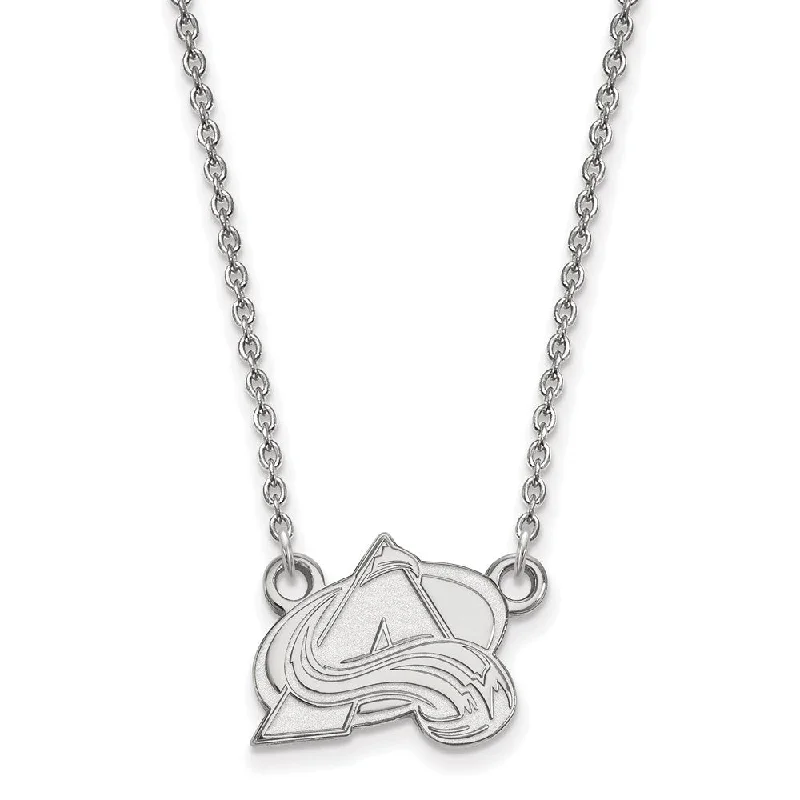 14k White Gold NHL Colorado Avalanche Small Necklace, 18 Inch