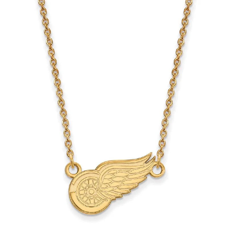 14k Yellow Gold NHL Detroit Red Wings Small Necklace, 18 Inch