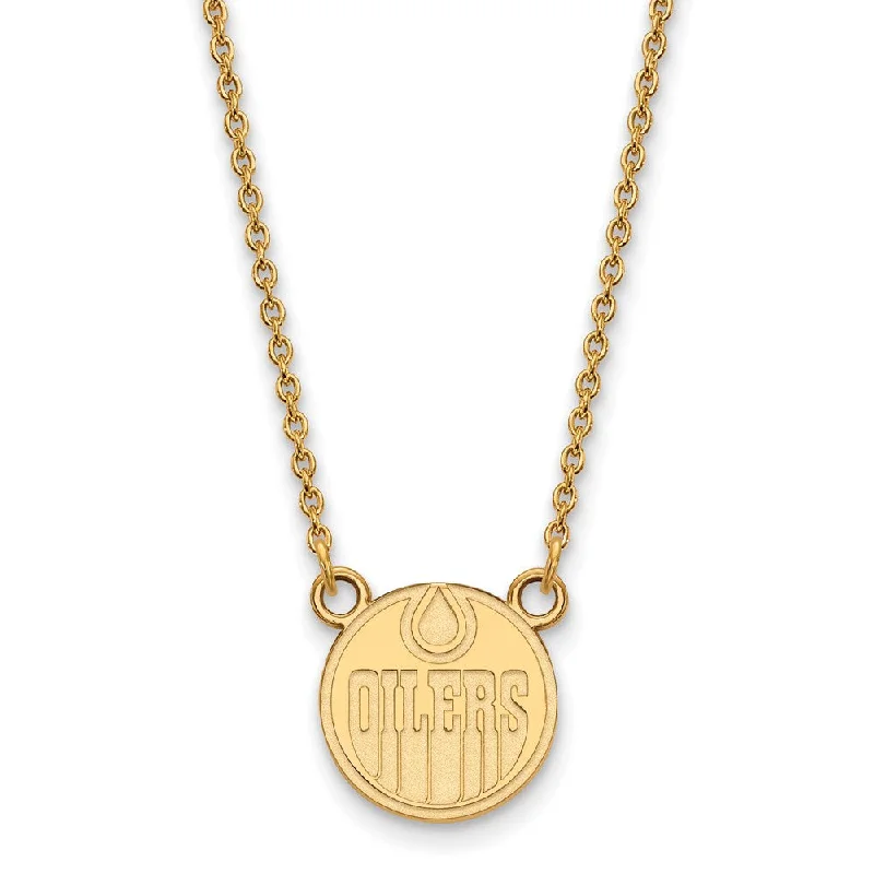 14k Yellow Gold NHL Edmonton Oilers Small Necklace, 18 Inch