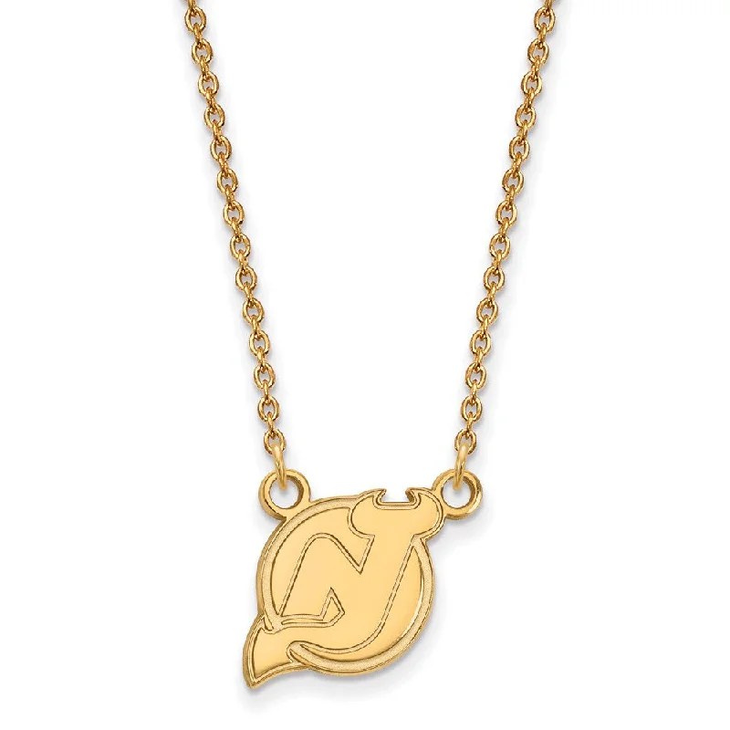 14k Yellow Gold NHL New Jersey Devils Small Necklace, 18 Inch