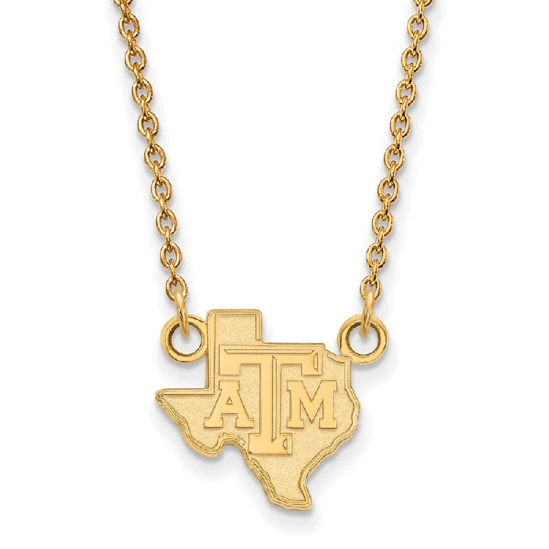 14k Yellow Gold Texas A&M U Sm 'TAM' Texas Pendant Necklace