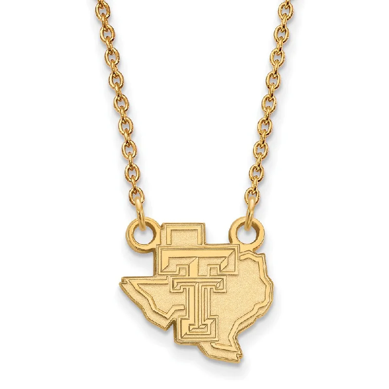 14k Yellow Gold Texas Tech U Small Pendant Necklace