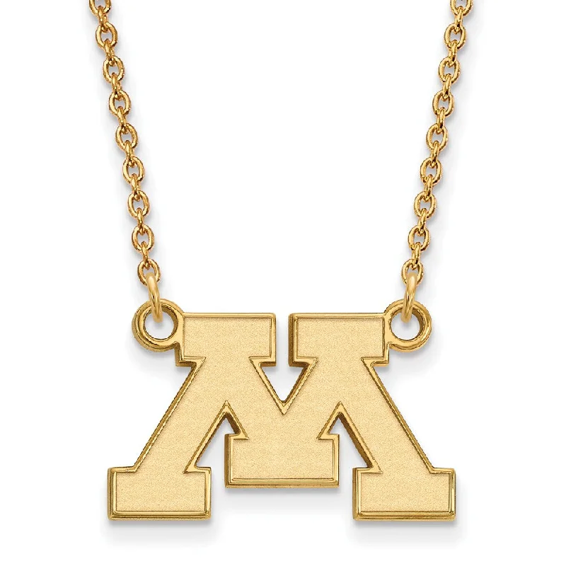 14k Yellow Gold U of Minnesota Small Initial M Pendant Necklace