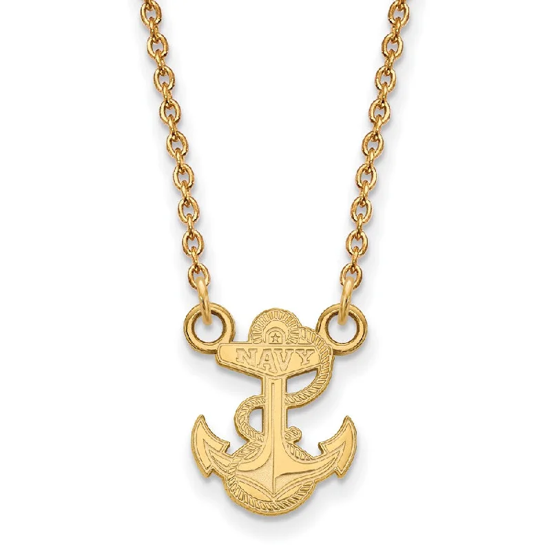 14k Yellow Gold U.S. Navy Small Pendant Necklace