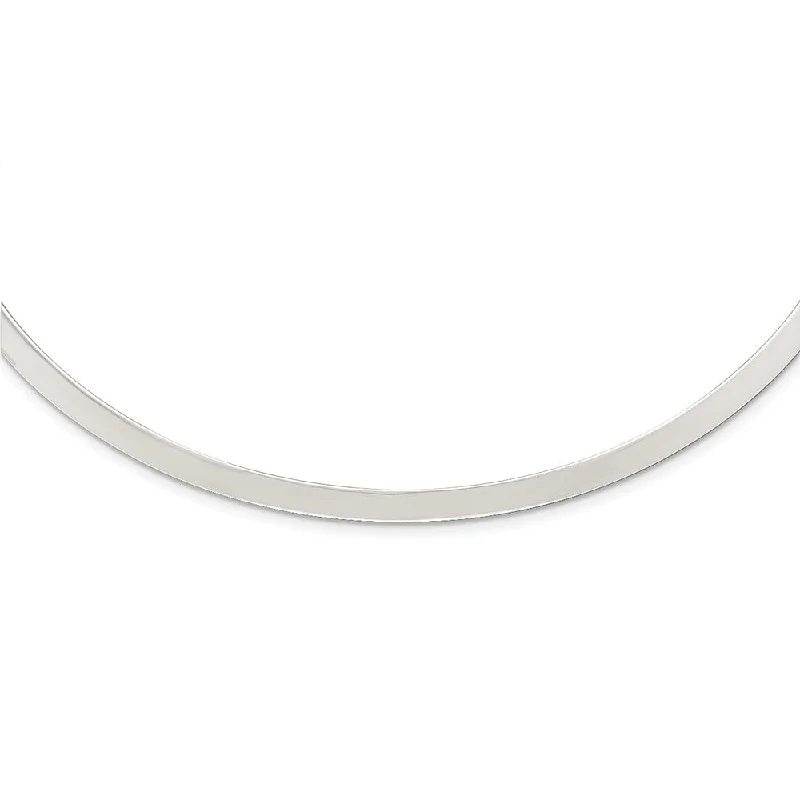 4mm Sterling Silver Polished Slip On Neck Collar, 14 Inch