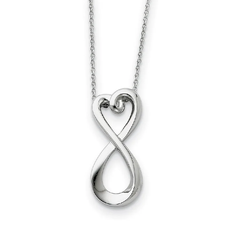 Rhodium Plated Sterling Silver Infinite Love Necklace, 18 Inch