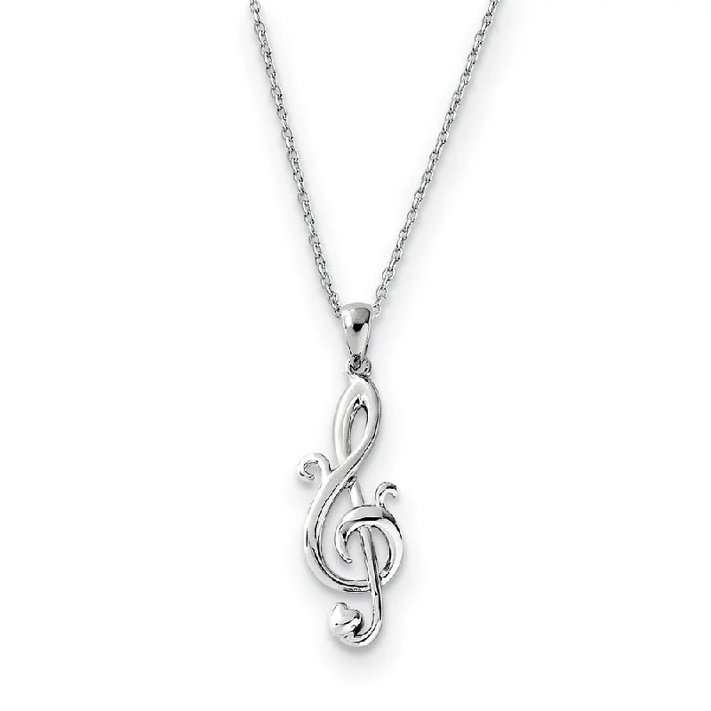 Rhodium Plated Sterling Silver Love Note Necklace, 18 Inch