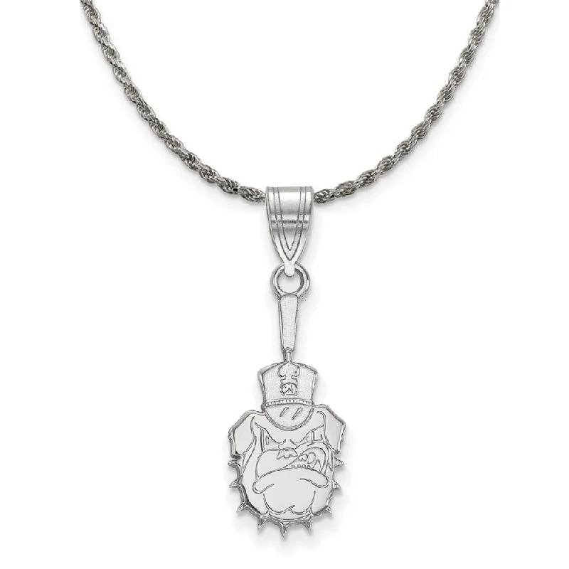 Rhodium Plated Sterling Silver The Citadel LG Logo Disc Necklace